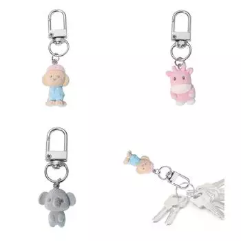 3D Flocking Dog Брелок Милый Животный Подвеска Брелок Модный Телефонный Ремешок Украшение для Телефонов Сумка Для Ключей Кошелек 1