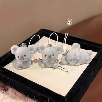 3D Флокирование Милый Подвеска в виде Животного Телефонный Шнур Подвесной Брелок Брелки Аксессуары Для Сделай Сам Подарки Для Девочек A8