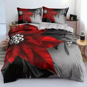 3D Flora Christmas Tree Duvet Cover Twin King Festival Santa Deer Bedding Set Polyester Quilt For Adults Home Decor EU Single 135x200cm