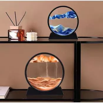 3D Flow Sand Painting Украшение рабочего стола Декомпрессионное искусство Творческий подарок Творческий Flow Sand Painting Вращающийся 360° Sand Painting 7 inch
