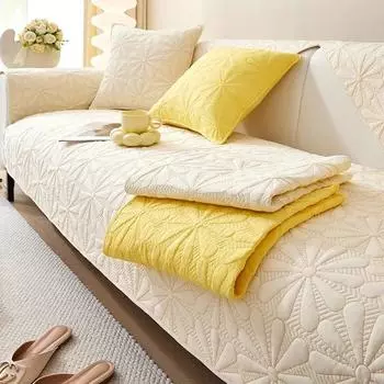 3D Flower Patterned Sofa Cushion Four Season Universal Anti Slip Fabric Sofa Cover Cushion Modern Cotton Sofa Mat Cloth Towel 70x70