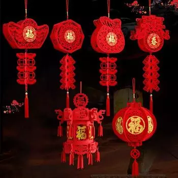 3D Фонарь Весеннего Фестиваля Традиционный Китайский Красный Фонарь FU Фонарь с Персонажем Праздничная Вечеринка Style 9