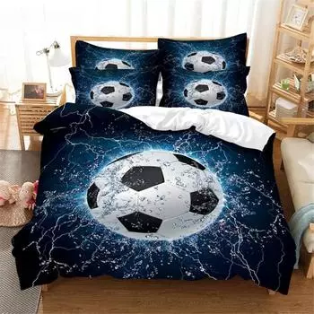 3D Football Bedding Set Queen Bedding Duvet Cover Set Bedding Set Bed Cover Cotton Queen Bedroom Bed Cover Set Bed Set Bedding EU single(135x200cm)&set