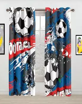 3D футбольные оконные шторы для гостиной, спальни, кухни, детской комнаты, шторы 100W130H(CM)40x51in&Hook