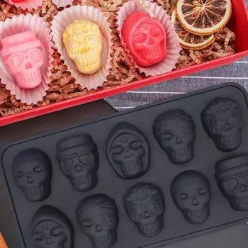 3D форма для кубиков льда с черепом, машина для изготовления шоколадной помадки, антипригарный легкосъемный лоток, разные формы, форма для формирования конфет, сделай сам чёрный