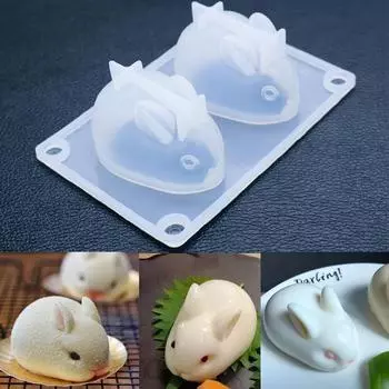 3D форма для выпечки конфет, шоколадного кролика, мусса, десерта, желе, высокая гибкая силиконовая форма для мороженого