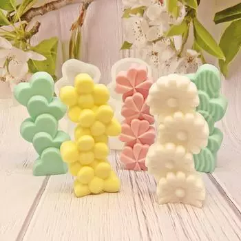 3D форма сердца и цветка, сложенная форма для свечей, силиконовая форма для шоколадного торта ручной работы «сделай сам»