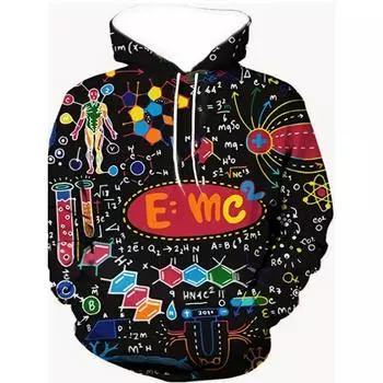 3D Формула Креативный графический принт Мужские повседневные толстовки с капюшоном, удобный свободный свитер с капюшоном на шнурке, размер плюс 2XL
