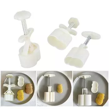 3D-формы для лунного пирога в форме арахиса, инструмент для выпечки лунного пирога на праздник середины осени, штамп для печенья, ручной пресс, инструмент для выпечки лунного пирога