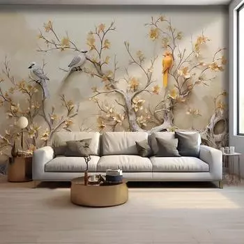 3d фото абстрактные обои европейский стиль цветок фреска птица скандинавский диван фон настенная роспись домашний декор 200 cm(W) x 140 cm(H)