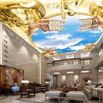 3d фото обои в европейском стиле золотой цветок потолочная роспись роскошная гостиная спальня настенная роспись Декор 200 cm(W) x 140 cm(H)