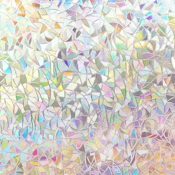 3D Frosted Window Film Privacy Static Cling Non Adhesive Film Stained Glass Vinyl Film Sun Blocking Window Sticker Decoration 30 x 100 cm