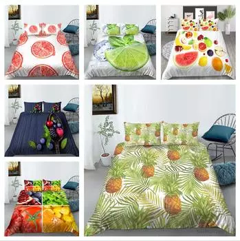 3D фруктовое постельное белье из микрофибры, пододеяльник и наволочка, 2 или 3 предмета свежей и удобной молнии, моющиеся, супермягкие украшения для дома Baby 100x135cm