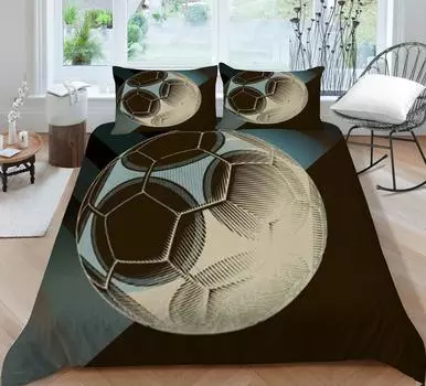 3D Футбол Комплект постельных принадлежностей Чехол Дышащий Удобный Одеяло Пододеяльник Наволочка Полиэстер Одеяло Чехол Single Double King Single 135x200cm