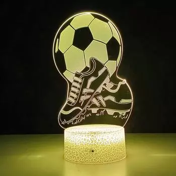 3D Футбольная Лампа Иллюзия Детский Светодиодный Ночной Светильник Светящийся Футбольный Мяч Сенсорный Ночной Светильник Детская Спальня Украшения Настольная Лампа Подарки Black Base No Remote темно-синий