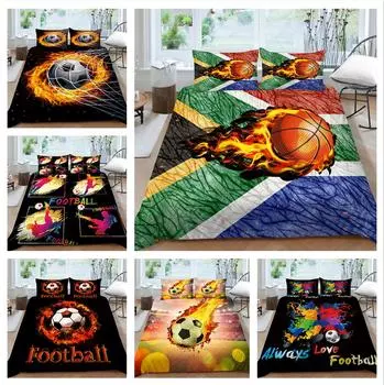 3D футбольное постельное белье, полноразмерное спортивное футбольное покрывало, комплект из микрофибры с молнией, моющееся мягкое украшение для дома Baby 100x135cm
