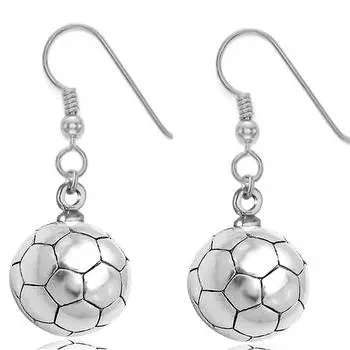 3D-футбольные висячие серьги серебряный
