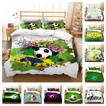 3D футбольный дизайн, домашнее постельное белье, пододеяльник, постельное белье, пододеяльники, моющиеся покрывала из микрофибры, мягкая микрофибра UK Single 135x200cm