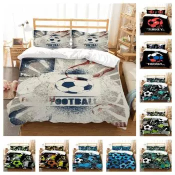 3D футбольный дизайн, домашнее постельное белье, пододеяльник, постельное белье, пододеяльники, моющиеся покрывала из микрофибры, мягкая микрофибра UK Single 135x200cm