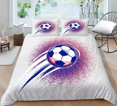 3D футбольный комплект постельного белья, мягкое пододеяльник, наволочки, домашнее постельное белье, покрывала из микрофибры, мягкие и удобные Single 135x200cm