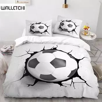 3D Футбольный пододеяльник, комплект постельного белья King Queen Full Size с футбольным узором, комплект постельного белья из полиэстера для детей, подростков, взрослых, пододеяльник EU single(135x200cm)