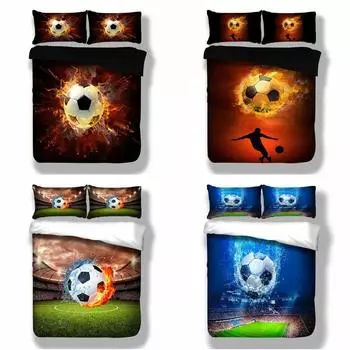 3D футбольный пододеяльник Quult, комплект постельного белья с наволочками, одинарный, двухместный, King, новый Single 135x200cm