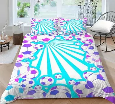 3D футбольный принт, домашнее покрывало, комплект постельного белья, покрывала для студенческого общежития, наволочка из микрофибры, теплая дышащая Single 135x200cm