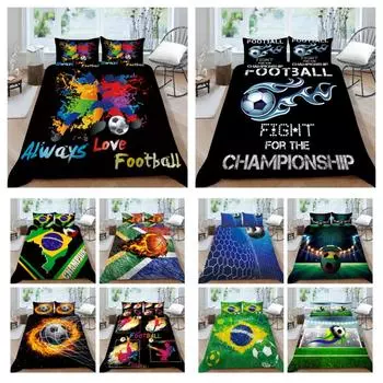 3D футбольный принт, постельное белье, костюм, футбольный пододеяльник, крутой пододеяльник для мальчиков и мужчин, один размер, декор для спальни UK Single 135x200cm