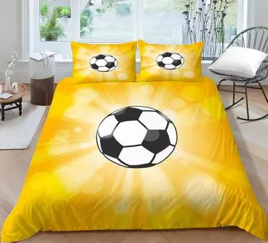 3D Футбол Печать Постельное белье Одеяло Чехол Кровать Костюм 100% полиэстер Спальня Декор Микрофибра Наволочка Дышащая теплая Single 135x200cm