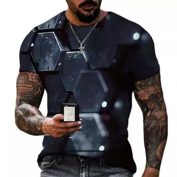 3D футболка для мужчин, модные топы с короткими рукавами в стиле хип-хоп, абстрактные мужские футболки в стиле Харадзюку, футболки большого размера, мужская одежда S