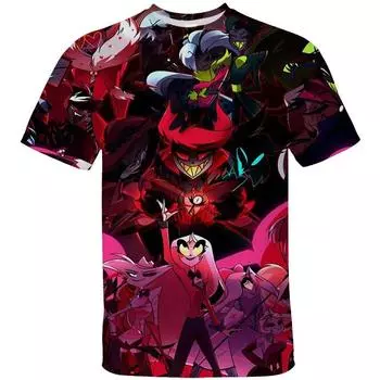 3D футболка Hazbin Мужская повседневная летняя одежда с коротким рукавом Женская футболка Harajuku Футболки с рисунком отеля 150
