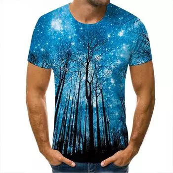 3D футболка мужские футболки с 3D принтом модные футболки с круглым вырезом одежда мужские повседневные футболки с короткими рукавами летний топ S