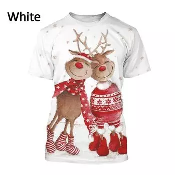 3D футболка новая милая праздничная мужская футболка с изображением оленя с санями в виде оленя в стиле Харадзюку уличная повседневная с короткими рукавами S