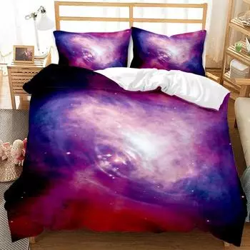 3D Galaxy Duvet Cover Set Single Double Twin Queen Bedding Sets Universe Outer Space Themed Bed Linen 2 EU Single 135x200cm