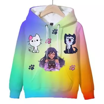 3D Game Aphmau Print Hoodie Kids Hooded Sweatshirts Cartoon Anime Hoodies Spring Fall Children Clothing Harajuku Hooded Pullvers 100CM