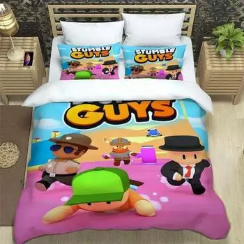 3D Game Cartoon Stumble-guys Bedding Sets exquisite bed supplies set duvet cover comforter set Luxury Birthday Gift Home Textile EU Single 135x200cm