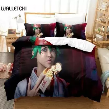 3D Game Overwatch Kiriko Heads Bedding Set,Duvet Cover Bed Set Quilt Cover Pillowcase,King Queen Twin Size Boys Girls Adults 70x133cm 2pcs