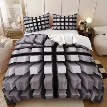 3D Геометрический пододеяльник Цифровая печать Трехсекционный пододеяльник Постельный комплект EU single 135*200