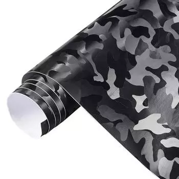 3D Ghost Black Camouflage Vinyl Wrap Sheets для мотоцикла, автомобиля, салона, наклейки, самоклеящиеся наклейки, ПВХ-наклейки 20x152cm чёрный