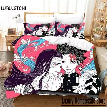 3D Ghost Killing Blade Постельное белье Пододеяльник с наволочкой Твин Полный Queen King Постельное белье Постельное белье Домашний текстиль 70x133cm 2pcs