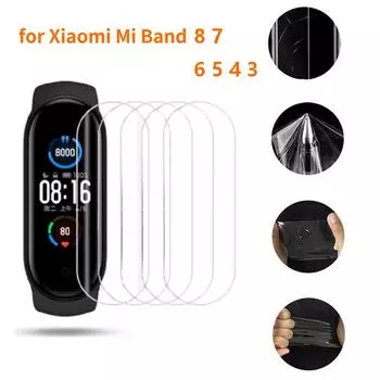 3D гидрогелевые мягкие полноэкранные защитные пленки для Xiaomi Mi Band 8, 7, 6, 5, 4, 3, браслет для умных часов, HD-пленки, Xiaomi Miband 3, 4, 5, 6, 7, 8, аксессуары for Mi Band 3 ( 2 Pcs )