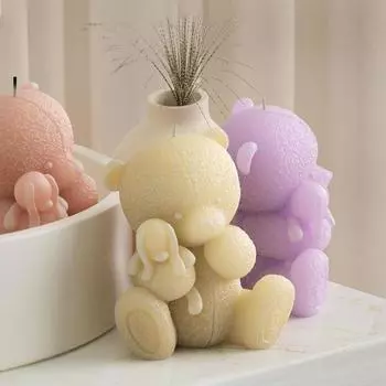 3D гипсовая форма силиконовая форма для мыла ароматическая свеча плетеная форма для свечей в виде медведя изготовление свечей белый
