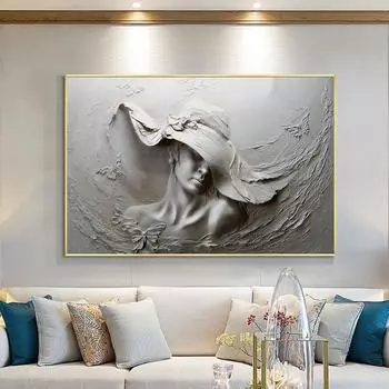 3D глиняный барельеф, женский настенный художественный холст с принтом, постер, элегантная девушка, Медуза, картина для прихожей, гостиной, спальни, домашнего декора, Cuadros 21x30cm No Frame