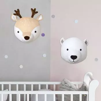 3D голова животного украшение настенное крепление плюшевая голова оленя медведя чучело головы животного украшение для детской комнаты вечеринка в стиле животных Deer