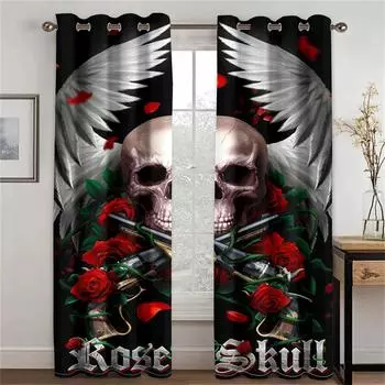 3D готический ужас женский череп мертвая девушка черный светофильтр оконные шторы для гостиной спальни 2 шт. Бесплатная доставка 50W130H(CM)X2PCS&Grommet Top