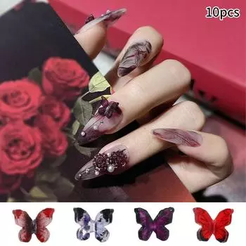 3D градиентные цветные бабочки украшения для ногтей прозрачные смоляные украшения для ногтей серии Aurora в виде животных аксессуары для маникюра своими руками A1