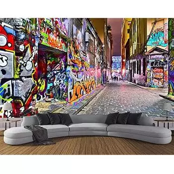 3D граффити обои Уличная граффити настенная живопись 3D стереоскопическая расширительная планка Декор для коридора и столовой Граффити-настенная роспись 200 cm(W) x 140 cm(H)