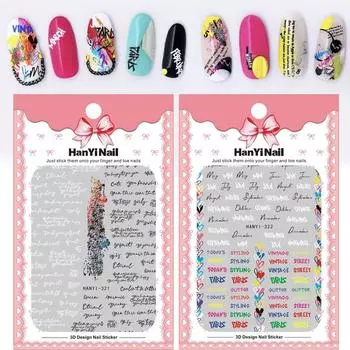 3D граффити в японском стиле, тонкие наклейки для ногтей, наклейки для украшения ногтей, дизайн ногтей