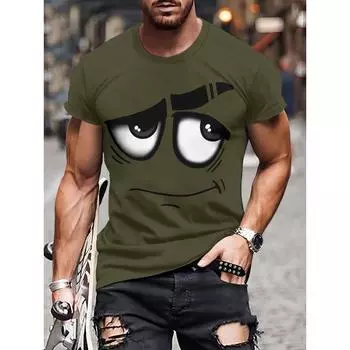 3D Graphic Men s Casual Men s Novelty Graphic Tee Casual Polyester A-Line T Shirt Mashable Shirt S темно-серого