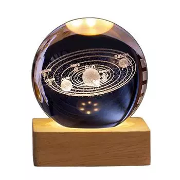 3D гравированный маленький стеклянный шар декоративный USB зарядка для спальни декор (Млечный Путь) он